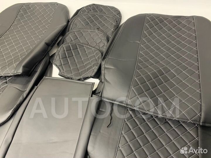 Чехлы сидений эко-кожа ваз 2111,2112 серый ромб