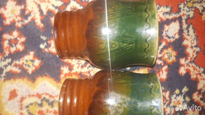 Глиняный кувшин для вина с бокалами СССР