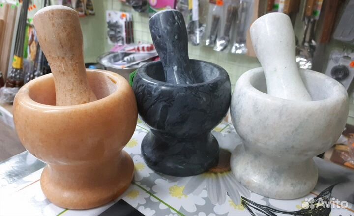 Ступка с пестиком мрамор 3 цвета.Пр-во Китай