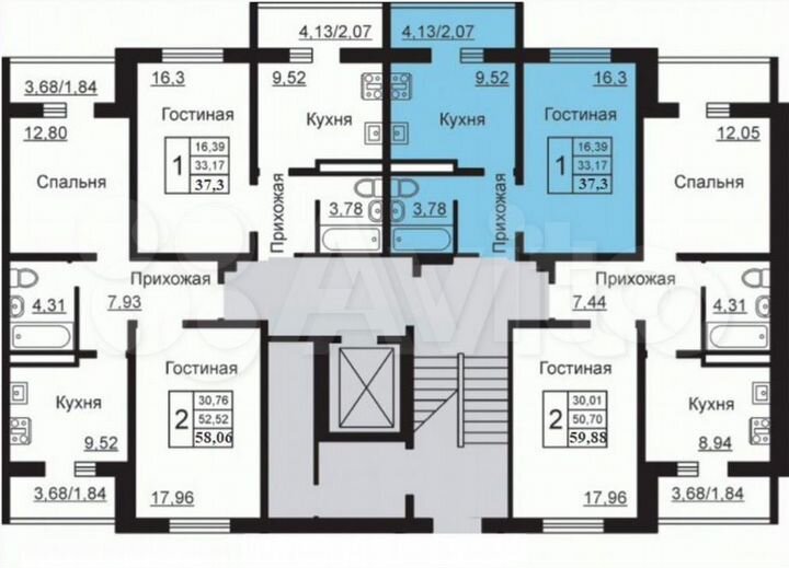 2-к. квартира, 58 м², 4/10 эт.