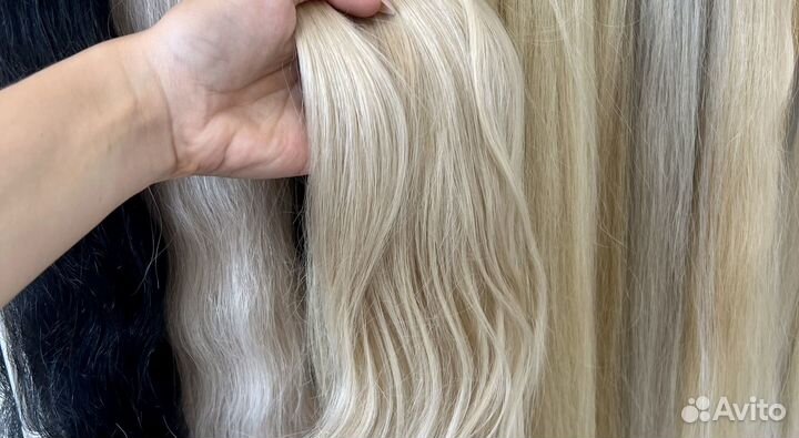 Волосы 45 см блонд с наращиванием