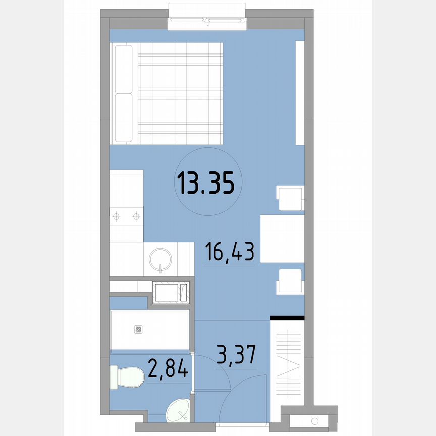 1-к. апартаменты, 22,6 м², 13/13 эт.