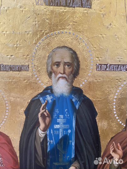 Икона Храмовая старинная Сергий Радонежский 19 век