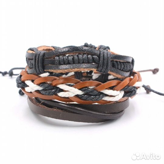 Вулканическая лава + кожаный браслет