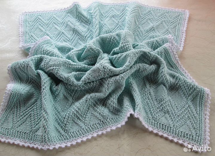 Плед хлопковый детский новый вязаный