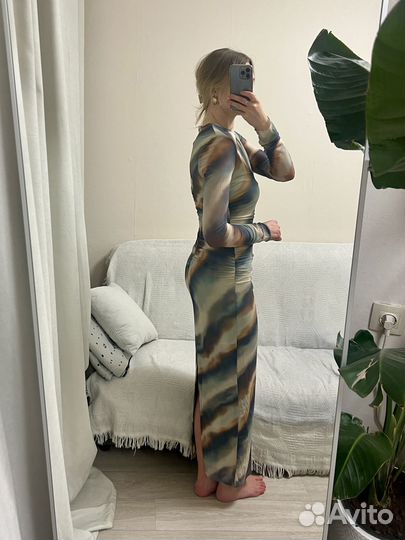 Новое платье-сетка с разводами на высокий рост, ве