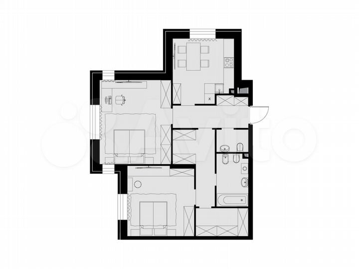 2-к. квартира, 75,3 м², 3/26 эт.