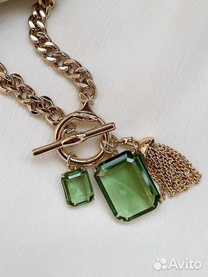 Новое колье Ralph Lauren зеленые кристаллы ориг
