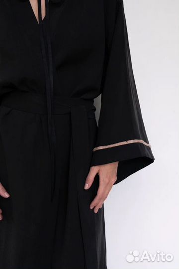 Платье кимоно на запах черное 42-48р