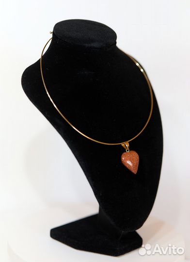 Ожерелье Сердечко с натуральным камнем Идеальный п