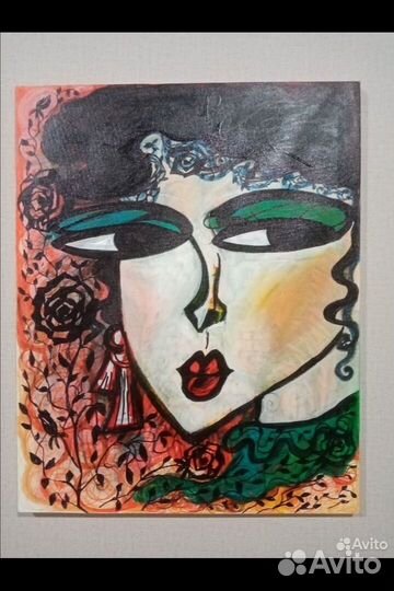 Картина абстракция, девушка