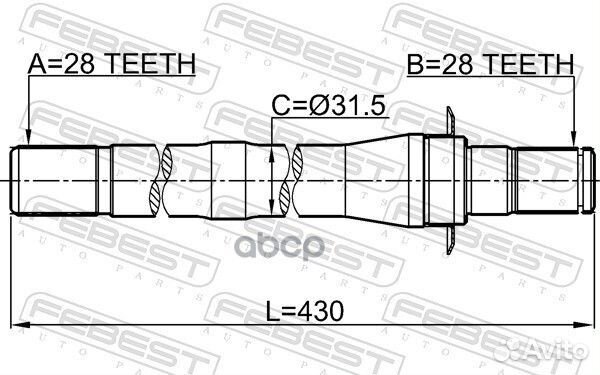 Полуось правая 28X430X28 hyundai santa FE 12- 1