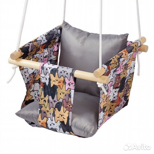 Качели подвесные Polini kids Котики, серый