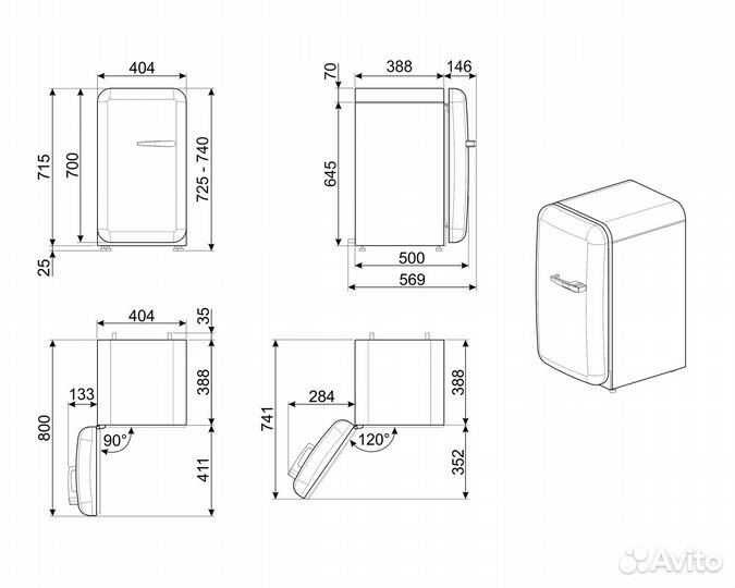 Компактный холодильник Smeg FAB5LWH5