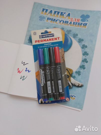 Маркеры перманентный, набор 4 цвета