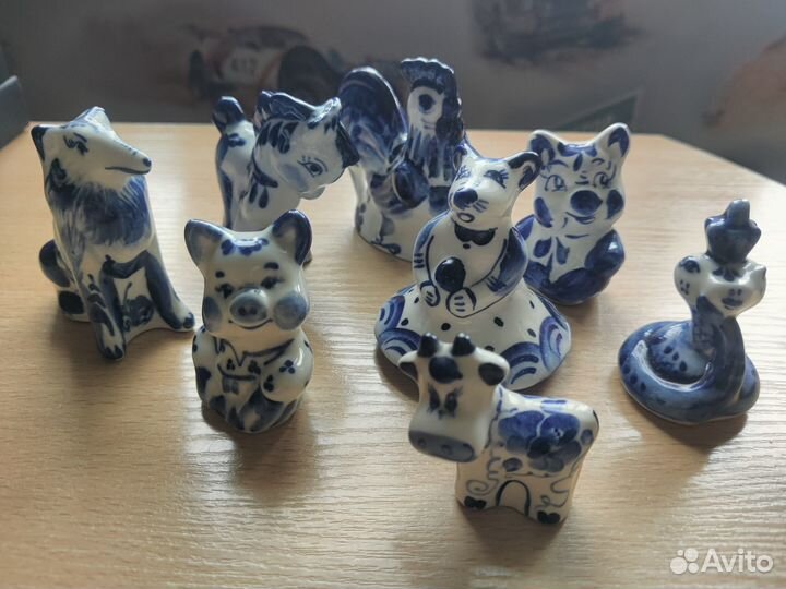 Коллекционные фигурки Гжель, 8 штук
