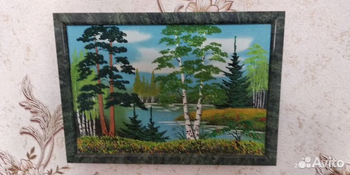 Картины из камней Уральских,цветов,ложек,вилок