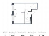 1-к. апартаменты, 38,2 м², 1/6 эт.