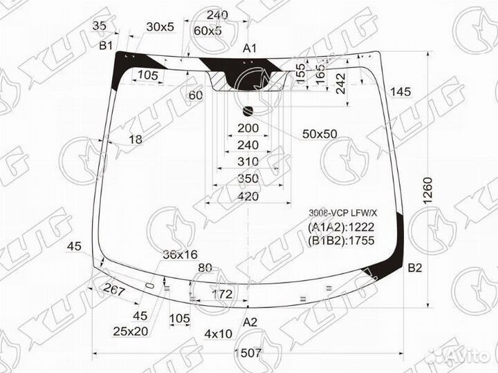 Стекло лобовое peugeot 3008 /5008 09-16