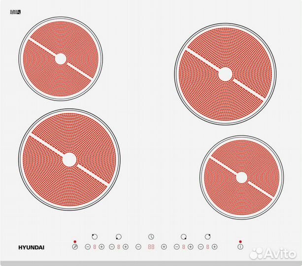 Варочная поверхность эл. Hyundai HHE 6450 WG белый