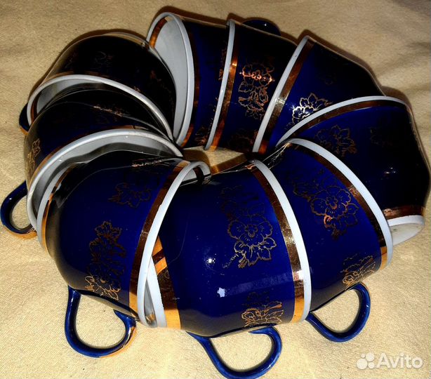 Чайные чашки Глухой кобальт СССР Винтаж