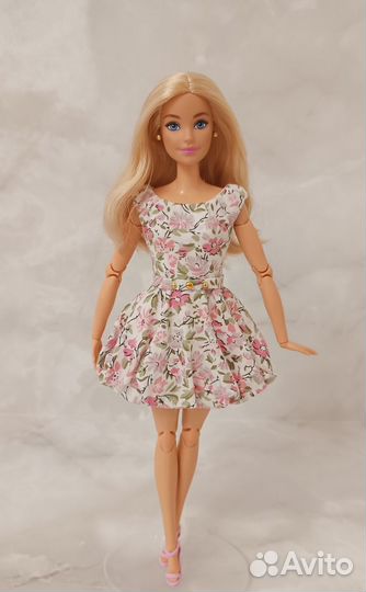 Розовое платье- зефирка для Барби