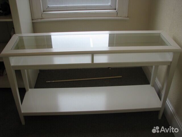 Икеа лиаторп Консольный стол,белый/стекло133x37 см