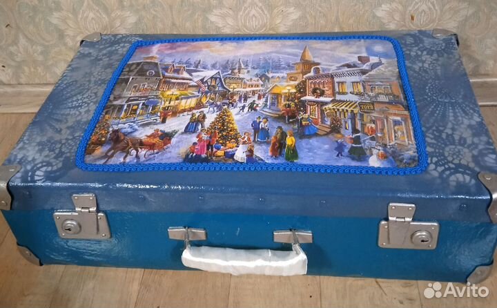 Чемодан новогодний декупаж винтаж