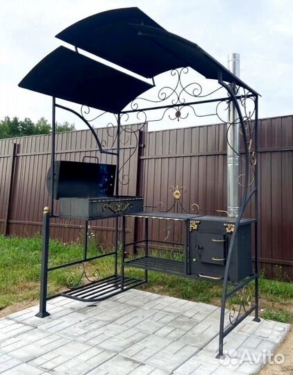 Мангал с печкой под казан
