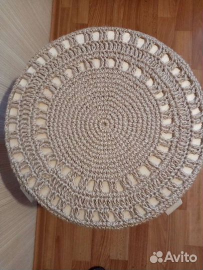 Вязаные сидушки из джута, ручная работа