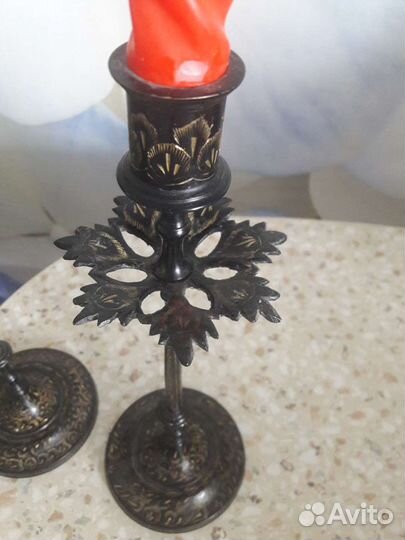 Подсвечник 2шт металл, ручная работа из Камбоджи
