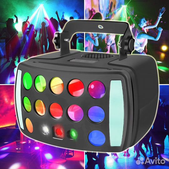 Лазерный проектор светомузыка для дискотек 3в1
