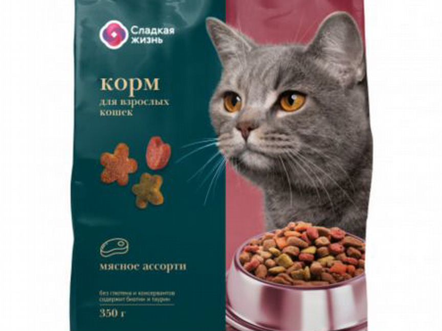 Корм сухой для кошек Мясное Ассорти 350 гр