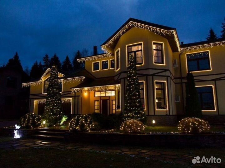 Светодиодная подсветка фасада загородного дома a 7