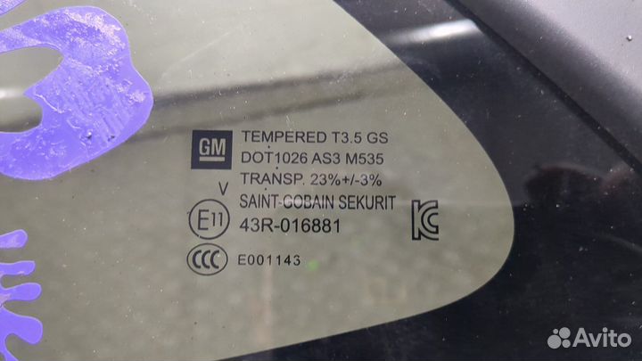 Стекло кузовное боковое левое заднее Renault Koleos 2016, 2016