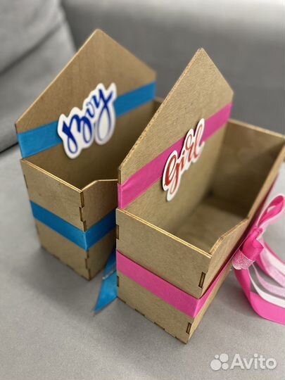 Конверт деревянный (девочка, мальчик) для цветов