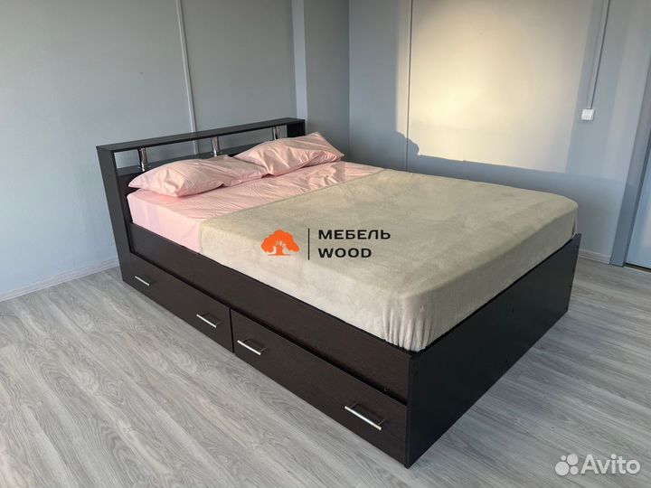 Кровать двуспальная 160 с ящиками в наличии