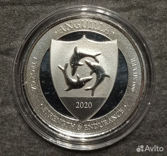 Монета Ангилья 2020 Дельфины Серебро