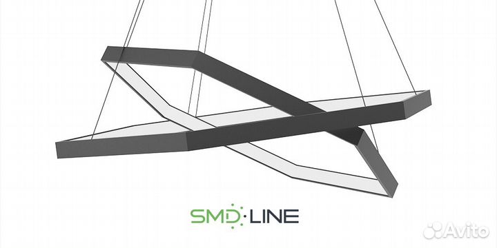 Светодиодная люстра в форме 2-х Шестигранников