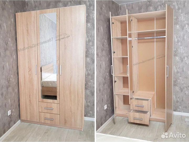 Шкаф 1,2м (без зеркала) (с зеркалом)