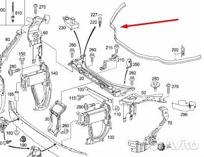 Уплотнитель капота Mercedes E W211 112.913 2.6L