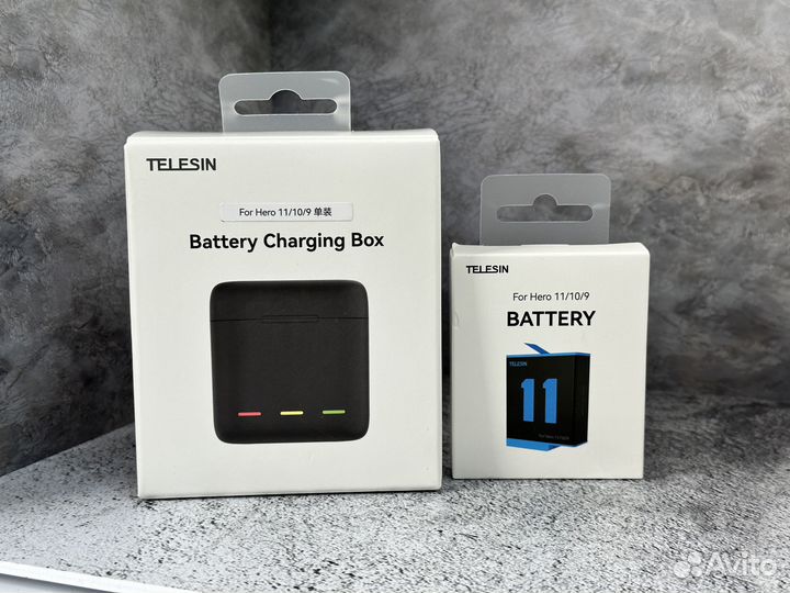 Аккумулятор + зарядка для GoPro 11/10/9 Telesin 2