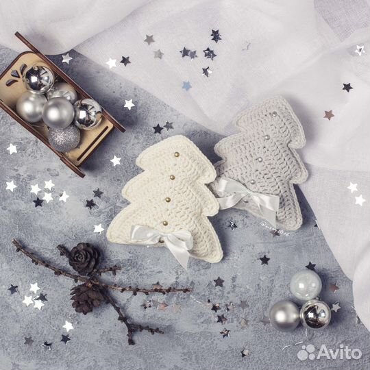 Ёлочки вязаные новогодний декор сувенир 2022