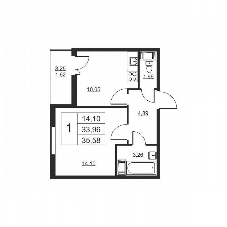 1-к. квартира, 35,6 м², 7/19 эт.