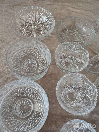 Ваза для фруктов, салатники, хрусталь