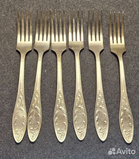 Набор из 6 столовых вилок мельхиор СССР