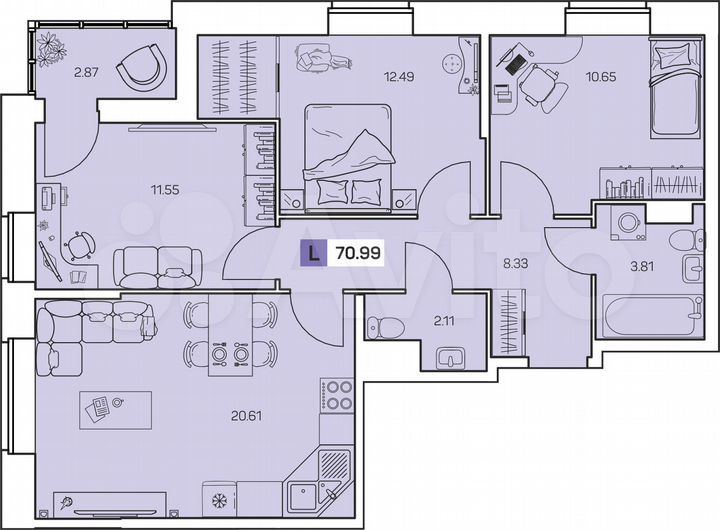 4-к. квартира, 71 м², 8/9 эт.