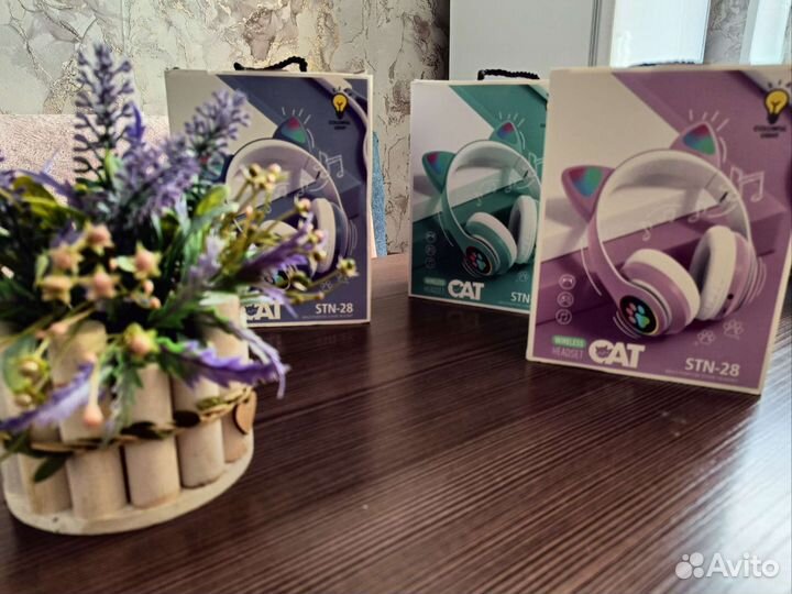 Наушники ушки кошки новые