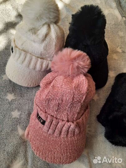 Комплект шапка, снуд, митенки