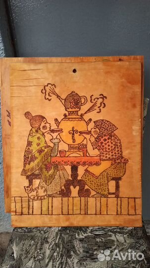 Картины выжженные на фанере с раскраской
